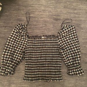 Sage the Label Puff sleeve patterned smocked top